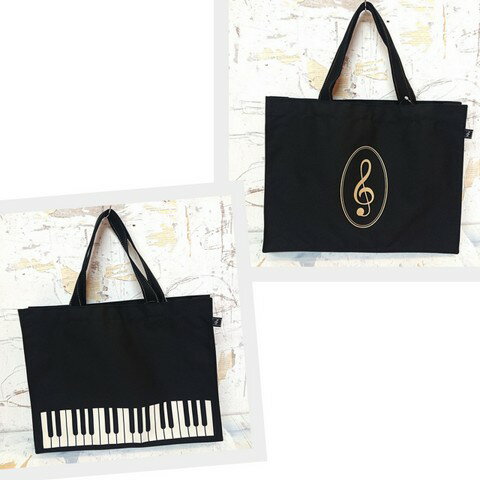 レッスンバッグ オブロング 鍵盤/ト音記号　横型トート BG-280 ピアノのお稽古のサムネイル