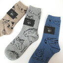 【松尾ミユキ】ねこ柄 G.M.S..ウールブレンドソックス Cat Wool blend socks MM109