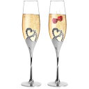 シルバー ハートダイヤモンド装飾シャンパングラス 結婚式用ワイングラスセット バレンタインデーギフト 結婚式記念品お洒落 クリスタル グラス モヤ フルート l...