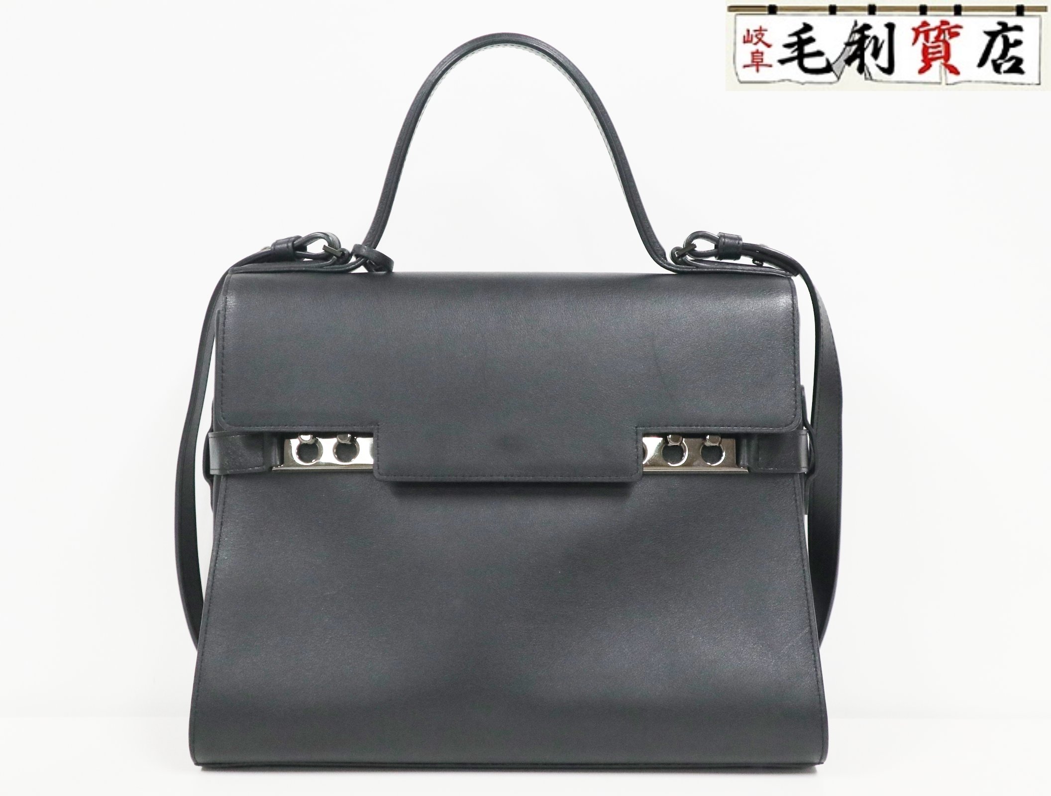 デルヴォー DELVAUX タンペート GM レザー ブラック Tempete シルバー金具 2WAYバッグ 美品 ハンドバッグ ショルダーバッグ