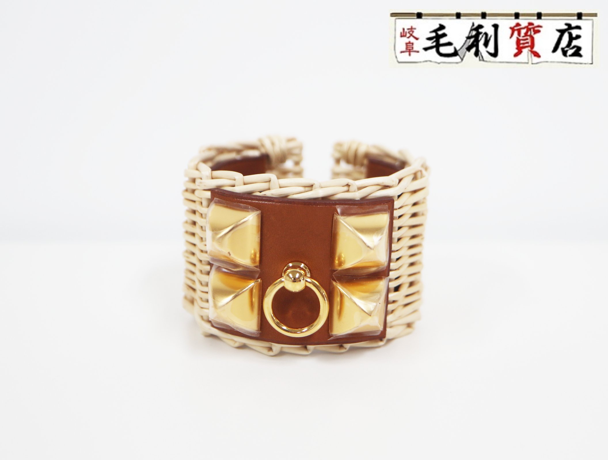 乐天商城 - エルメス HERMES コリエ ドシアン メドール ピクニック レザー メタル ブラウン ゴールド Z刻 2021年 未使用 ブレスレット