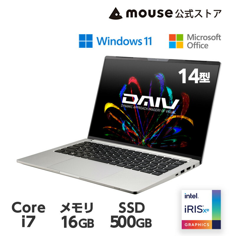 DAIV Z4-I7I01SR-A-AP クリエイターPC 14型 WUXGA液晶 Core i7-1360P 16GB メモリ 500GB M.2 SSD intel Iris Xe グラフィックス ノートパソコン Office付き 新品 mouse マウス おすすめ