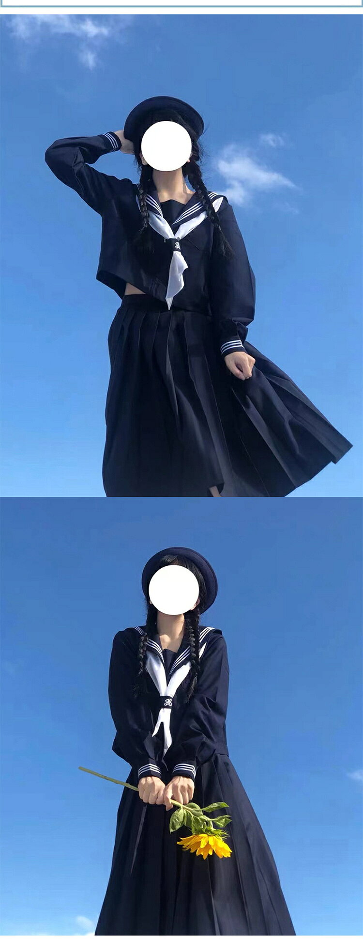 送料無料 学生制服 長袖 JK制服 レディース 大人 セーラー服 女子高生 制服 JK 学生 高校制服 上下セット スクール 入学式 卒業式 ハロウィン コスプレ ミニ 膝丈 お洒落 無地 舞台衣装 団体服 仮装 mouta-10001554 MOUTA サンプル画像3