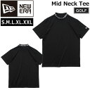 ニューエラ ゴルフウェア メンズMid Neck Tee NEWERA GOLF 半袖 モックネック Tシャツ ブラック メール便