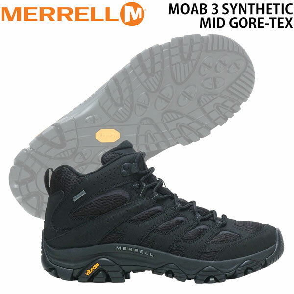 Merrell - メレル モアブ3シンセティックミッドゴアテックス MERRELL MOAB 3 SYNTHETIC MID GORE-TEX ウォーキング トレッキング 靴 ブラック 7 7.5 8 8.5 9 9.5 10
