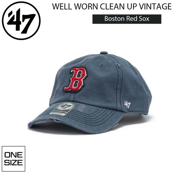 樂天商城 - 47ブランド キャップ 47Brand WELL WORN CLEAN UP ヴィンテージ ボストン・レッドソックス ラステッドネイビー 帽子