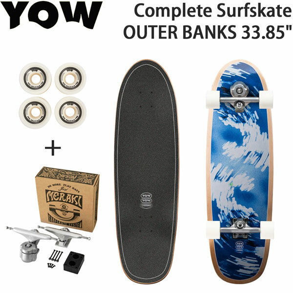 ※※ご注意※※ ウィールカラーなど一部仕様が予告なく 変更される場合がございます。 あらかじめご了承ください。 なお、仕様変更による返品・交換は お受けいたしかねます。 スペイン発のサーフスケートブランド YOW（ヤウ） の OUTER BANKS 33.85コンプリートモデル 操作性と反応の良さを重視した設計で、 よりアグレッシブなライディングを 楽しめる1本です。 OUTER BANKS 33.85" ○サイズ：33.85 x 10 x 17.15（ホイールベース） ○トラック：YOW 9.0インチ スタンダード／シルバー ○ホイール：YOW URA 66×51mm MAYO 78A ○システム：YOW Meraki System (S5) ○コンケーブ：ハイ ○ロッカー：ノーズ＆テールロッカー ○ボード幅： 10.15インチ ○ボードの長さ： 33.85インチ ○鼻： 3.22インチ ○尾部： 7.44インチ ○ホイール直径： 66mm ○ホイール幅： 51mm ○接触面： 49mm ○硬度： 78A ○ハンガーの幅： 159mm ○シリーズ： サーフスケート ※メーカーの画像を使用しておりますが 色の見え方が実物と若干異なる場合が 御座います 予めご了承下さい 【正規代理店商品】 ●BRAND：YOW（ヤウ） ●品名 : OUTER BANKS 33.85 コンプリートサーフスケート ●品番 : YOCO0026A017 ●サイズ : 33,85" x 10" x 17,15" WB ヤウ YOW OUTERBANKS33.85 サーフスケート コンプリート スケートボード スケボー 33.85インチ サーフトレーニング 陸トレ カービング ターン性能 Meraki S5システム ハイコンケーブ 78Aウィール アウトドア 初心者 中級者 人気