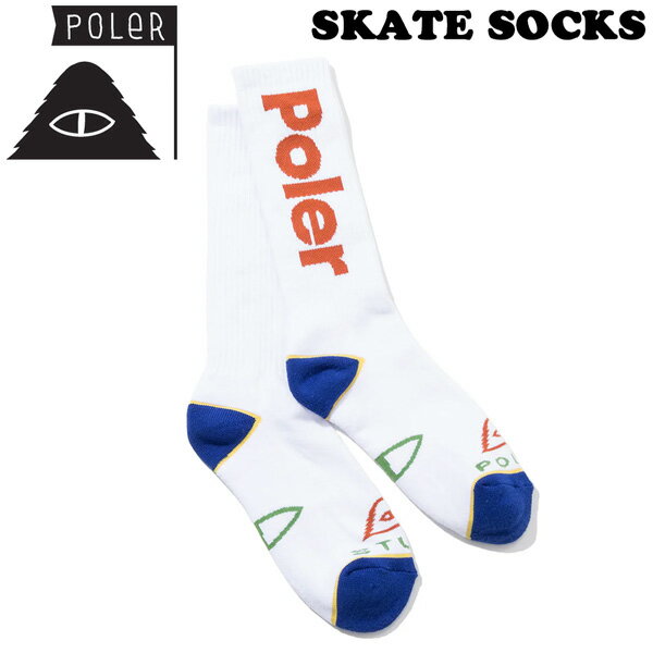 乐天商城 - POLER SKATE SOCKS WHITE ソックス スケートボード 靴下 ポーラー スケートソックス ストリート アパレル メール便配送