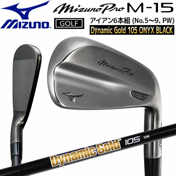 MIZUNO - ミズノプロ Mizuno Pro M-15 アイアン グレーIP仕上げ 6本組 No.5-PW Dynamic Gold 105 ONYX BLACK スチールシャフト付 5KJYS340