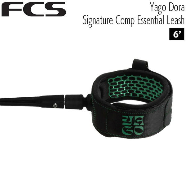 Leash Cord - エフシーエス リーシュコードFCS YAGO DORA ESSENTIAL LEASH 6feet x 5.5mm COMP BLACK GREEN コンプ リーシュ ショート用 ヤゴ ドラ シグネチャー