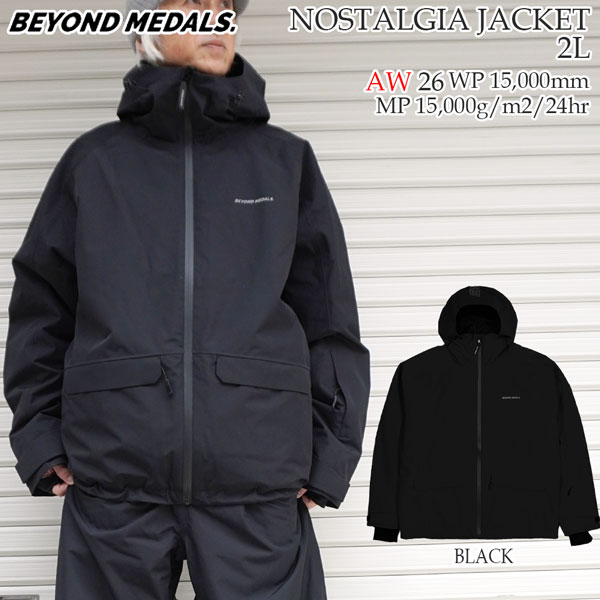 樂天商城 - 予約 26-27モデル BEYOND MEDALS NOSTALGIA JACKET 2L ビヨンドメダル ノスタルジック ジャケット スノーボード ウェア ジャケット 2レイヤー 防水 フリーライド ストリート メンズ 正規品 26-27-JK-BML ブラック S M L XL