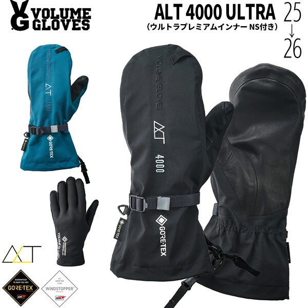 25-26 ボリュームグローブ エーエルティ4000ウルトラ VOLUME GLOVE ALT 4000 ULTRA スノーボード 手袋 25-26-GR-VLM ブラック Bグリーン オレンジ S M L