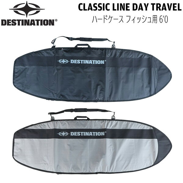 Built for Daily Surf Sessions. クラシックなカリフォルニアサーフスタイル を背景にデザインされた、シンプルで実用的 なボードケース。 日常のサーフセッションでボードをしっかり 保護するため、5mmプロテクションパッドを内 蔵。 開閉には耐久性に優れたナイロンジッパーを 採用し、スムーズでストレスのない出し入れ が可能です。 ショートボードからミッドレングス、ロング ボードまで対応する幅広いサイズ展開で、あ らゆるサーフスタイルにフィット。 無駄を削ぎ落としたクラシックなデザインと 実用性を兼ね備えたスタンダードデイバッグ です。 ※メーカーの画像を使用しておりますが 色の見え方が実物と若干異なる場合が 御座います。予めご了承下さい。 【正規代理店商品】 ●BRAND：DESTINATION(デスティネーション) ●品番：DS-01EU26160 ●品名：CLASSIC LINE DAY TRAVEL フィッシュ用 6’0 ●カラー： BLACK GRAY ●サイズ：6'0″/198×65cm DESTINATION CLASSIC LINE DAY TRAVEL フィッシュ 6'0 サーフボード ボードケース サーフィン ハードケース トラベルケース ディスティネーション デイトラベル 6フィート フィッシュボード ボードバッグ サーフィン用品 トラベルバッグ フィン収納 ショートボード用