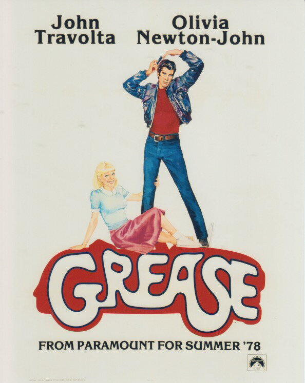 グリース ジョントラボルタ オリビアニュートンジョン Grease 映画 写真 輸入品 8x10インチサイズ 約20.3x25.4cm.