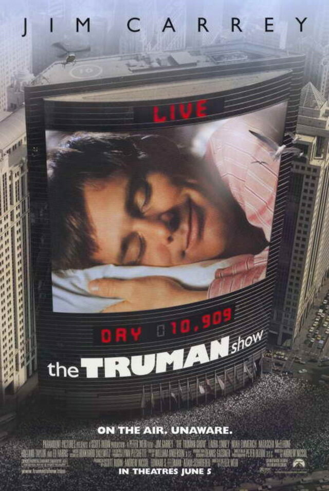 輸入 小ポスター 米国版「トゥルーマンショー」The Truman Show ジム・キャリー 約43x28cm.