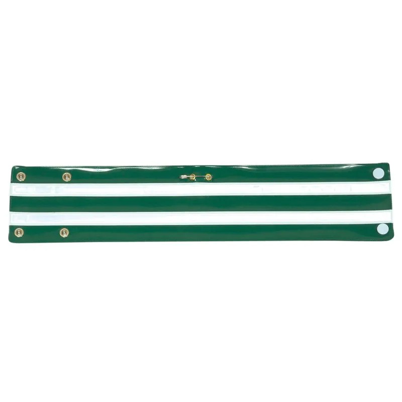樂天商城 - 5303-5304 交通腕章/反射テープ (9×41.8cm) 交通腕章 反射テープ 白ライン 交通 腕章 グリーン 緑 ビニールシート ツヤ ビニール 警備員 警備 安全 パトロール 現場 交通整備 整備 ホック式 ひも式 制服に