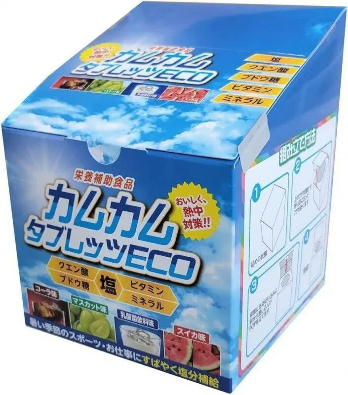N23-04 カムカムタブレッツECO 塩分 糖分 補給 熱中症対策 おやつ 現場　コーラ味　マスカット味　乳酸菌飲料味　スイカ味　クエン酸　ぶどう糖　ビタミン　ミネラル　ぶどう糖　タブレット　噛む