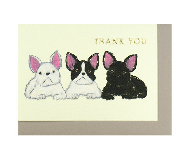 ☆在庫限り☆ サンキューミニカード【米津祐介/フレンチブル】ありがとう グリーティング イラスト 贈り物 雑貨 ステーショナリー 文具 フレブル 犬 ギフト プ...