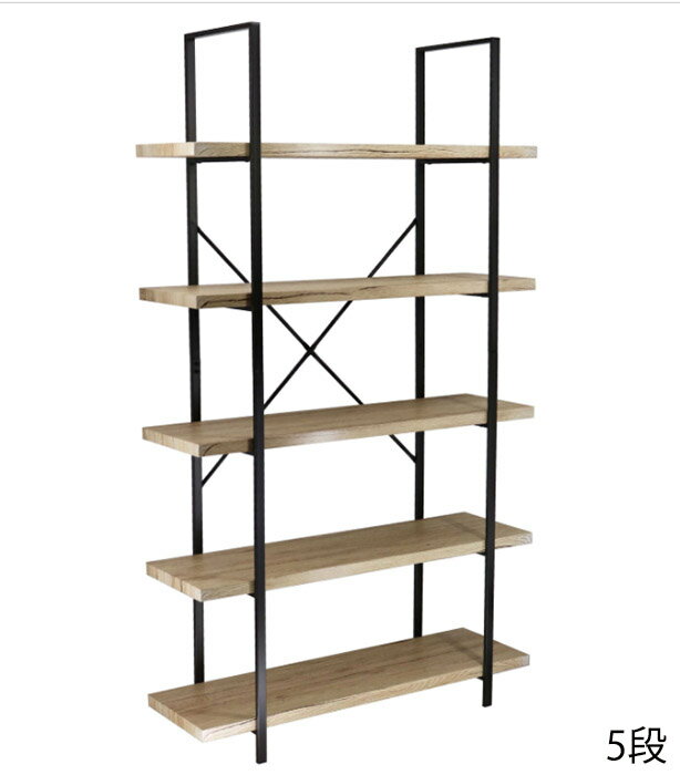シェルフ5段（ディスプレイラック）【アイアン×ウッド】飾り棚　アイアン　木質繊維　収納　カッコイイ..