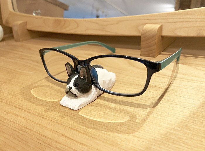 フレンチブルオブジェ眼鏡スタンド【ウッデンアニマル】木製 手彫り かわいい 手作り フレブル 雑貨 メガネ オーナメント インテリア 家 庭 室内 飾り パイド デスク周り デコレーション ガーデニング ディスプレイ [3]