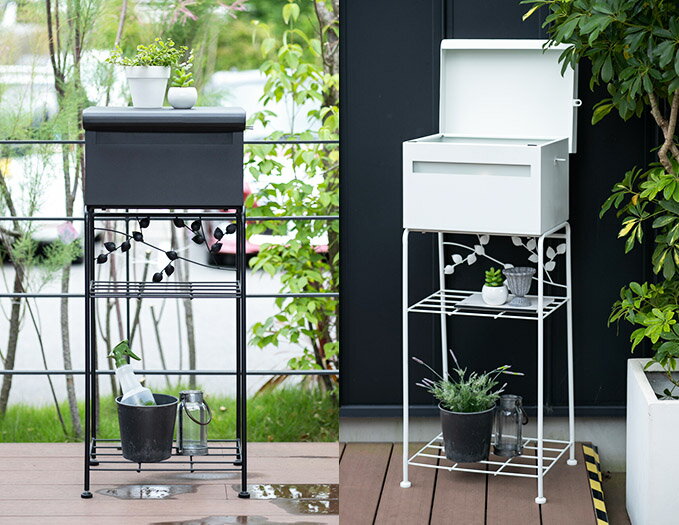 リーフポスト【BLACK/WHITE】POST スタンド メールボックス MAILBOX 郵便 通販 EC レターパックも入るサイズ シンプル かわいい アンテ...