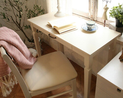 【ine reno】vary desk(White)【アイネリノ】 天然木 収納家具 リビング収納 一人暮らし ホワイト家具 白家具 かわいい エレガント クラシカル ガーリー 引出付き パソコンデスク アンティーク風 ライティングデスク ※組み立て品 [2]