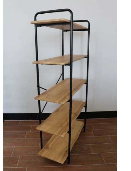 シェルフ5段（ディスプレイラック）【アイアン×ウッド】幅：80cm、奥行：34cm、高さ：143cm飾り棚　ア..