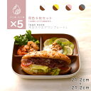 【同色5枚セット】isso ecco 木目スクエアワンプレートL 食器 ランチプレート 皿 木目 プラスチック 電子レンジ可 食洗機可 仕切り SHOWA ごは...