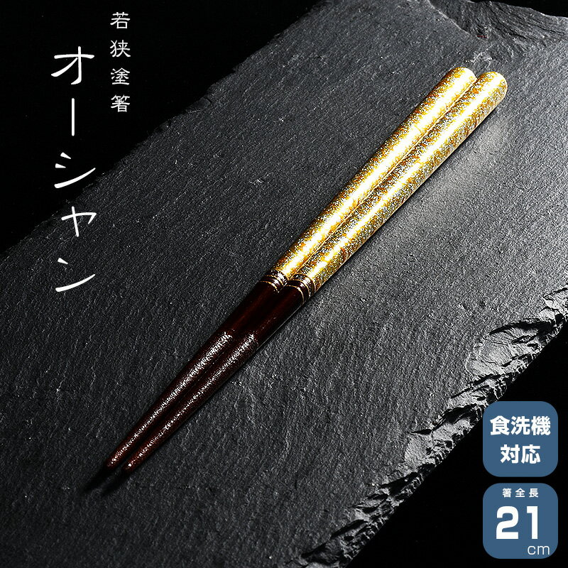 若狭塗箸 一双 オーシャン 箸　はし 天然木 漆塗装 日本製 食洗機対応 21cm 天然木 一双 ごはんのどうぐLeaRare