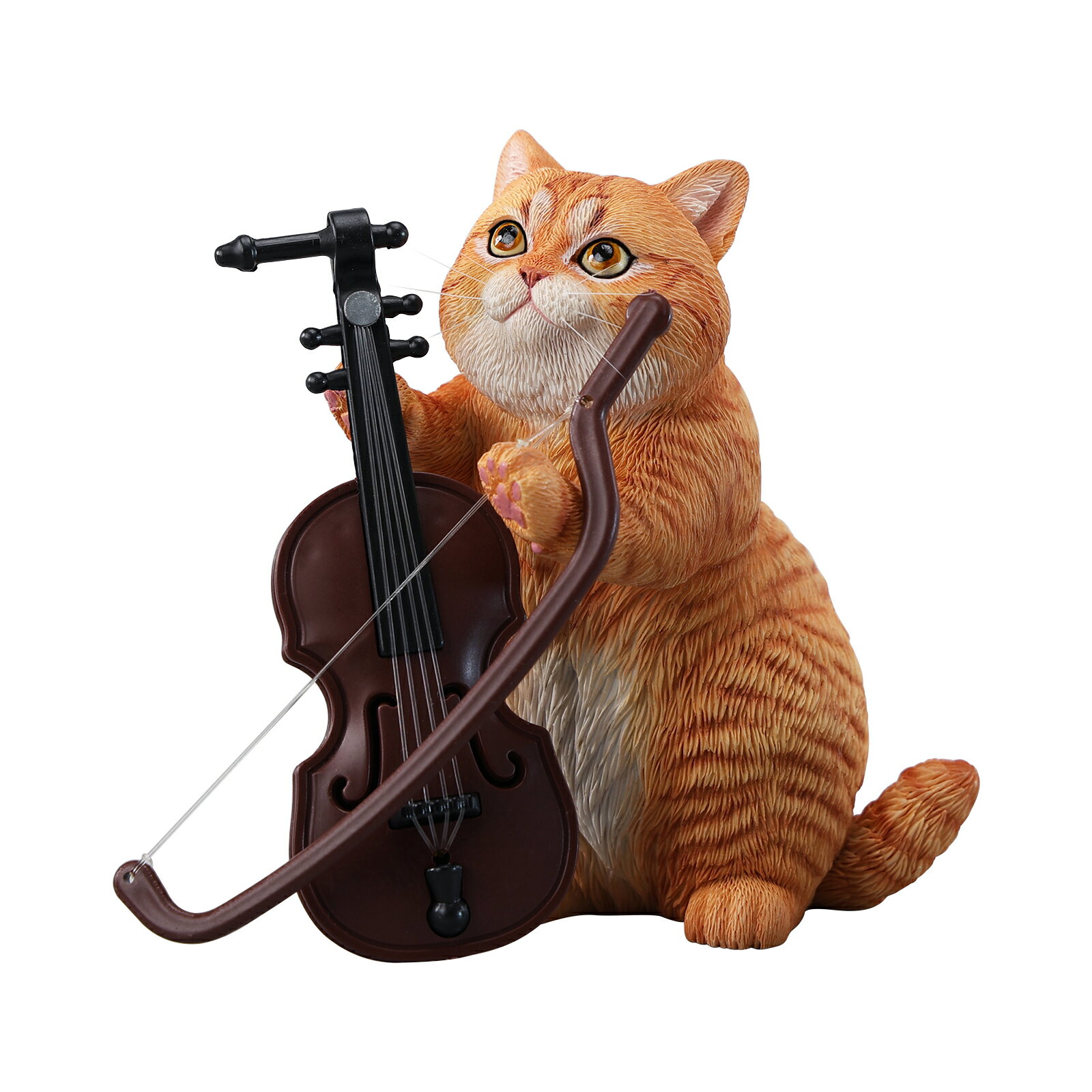 Rakuten - 【SS限定特別価格】猫 リアル Studio 猫フィギュア インテリア雑貨 子猫 かわいい プレゼント ネコ好き 玄関卓上　癒し音楽 JXK 置物弦楽器を演奏する猫 JXK261