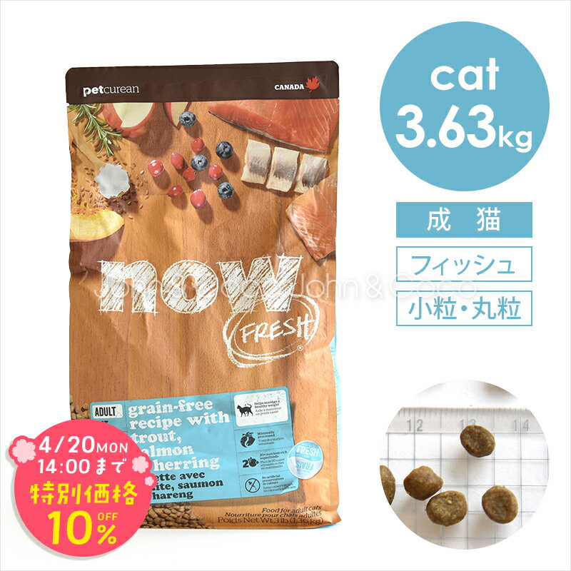 乐天商城 - 「期間限定10%オフ！4/20(月)14時迄」ナウ フレッシュ（NOW FRESH） グレインフリー フィッシュアダルトキャット 3.63kg 猫 キャットフード ドライフード 成猫 魚 小粒【公式販売店舗】