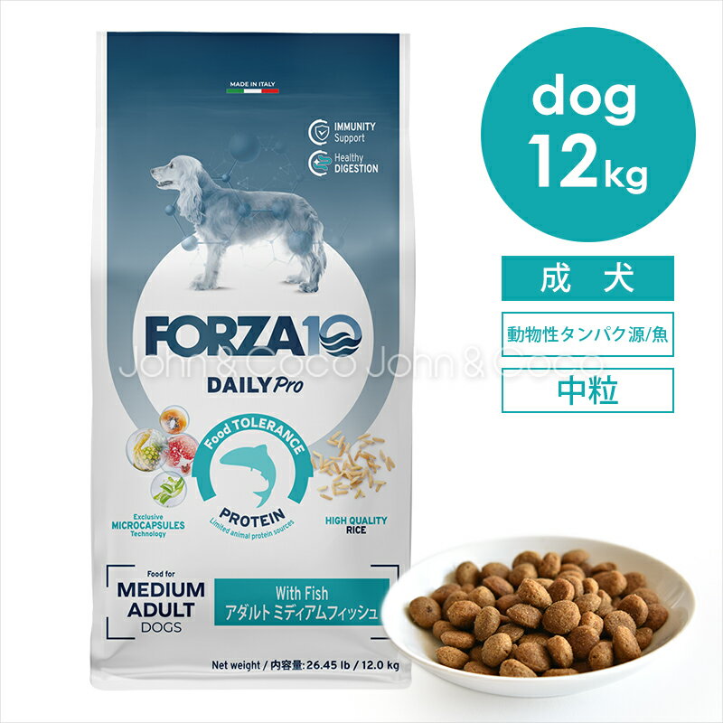 乐天商城 - フォルツァ10 DOG デイリープロ アダルトミディアム フィッシュ 12kg