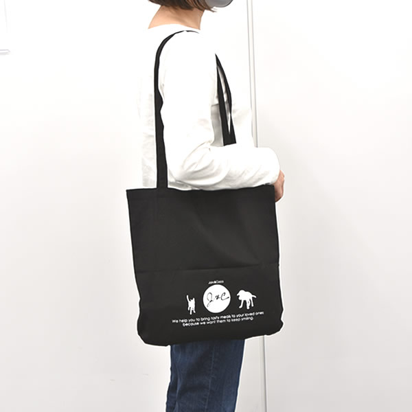 J＆C コットン ラウンドトートバッグ 黒