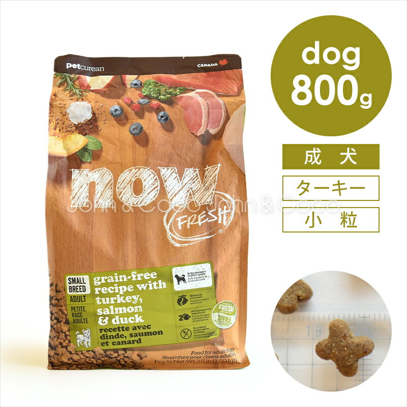 ナウフレッシュ （NOW FRESH） グレインフリー スモールブリード アダルト 800g ドッグフード ドライフード 犬のごはん ミールフリー ターキー 七面鳥 小型犬 小粒 成犬 デンタルケア