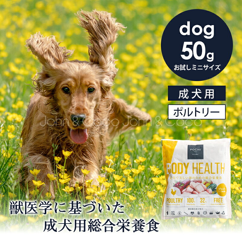 乐天商城 - POCHI（ポチ） ボディヘルス 3種のポルトリー お試しミニサイズ50g 犬 ドッグフード ドライフード 獣医師監修 成犬用 チキン ターキー ダック 皮膚 被毛 体づくり
