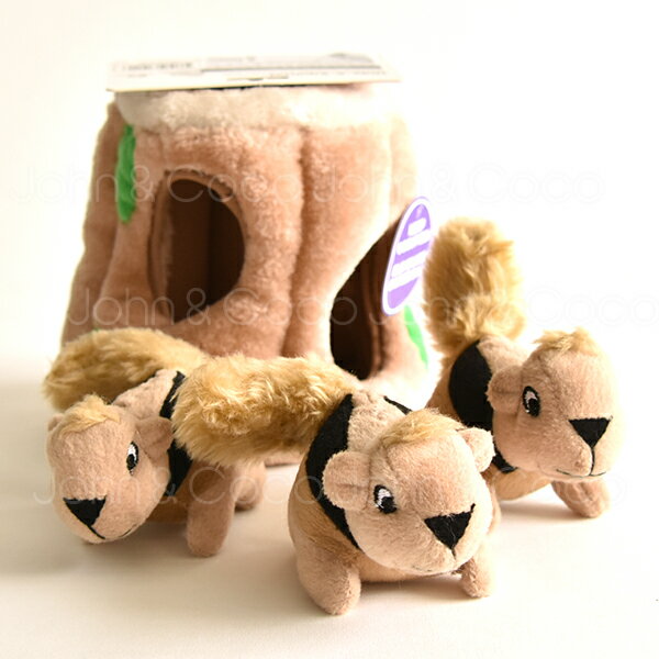 3匹のキューキュー鳴るリスが切り株の中にかくれんぼ ネット限定 狩猟本能を刺激します ハイド シーク ラージ 猫のおもちゃ 犬のおもちゃ