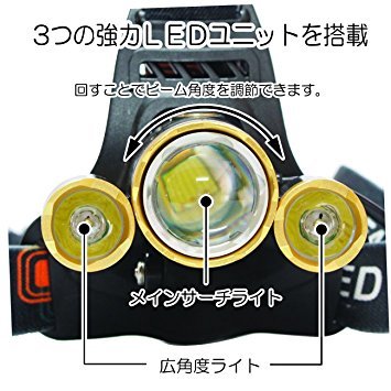 LEDヘッドライト USB充電式 ヘッドランプ 防水式 登山 夜釣り 夜間作業 自転車 キャンプ アウトドア 18650電池2本付属 防災用 Tinova