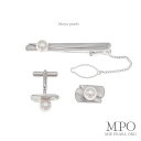 【全品ギフト包装】≪ 大人の品格 ≫ アコヤ真珠タイバー(ネクタイピン)・カフスセット 約7.5mm SV y-t-011 三重県真珠加工販売協同組合