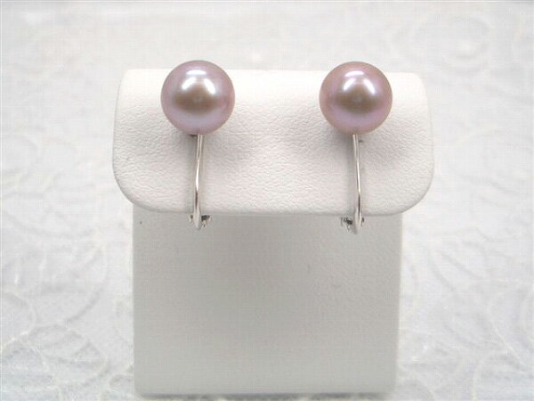 【全品ギフト包装】≪ 人気色！ピンクパープル ≫ 淡水真珠イヤリング 約7.5mm SV y-i-338 三重県真珠加工販売協同組合のサムネイル