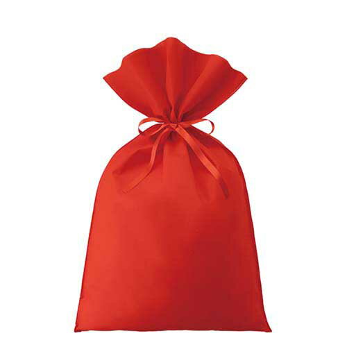 （単品購入不可）ギフトラッピング 赤 幅500×高さ800mm 両面不織布製のシンプルな巾着袋