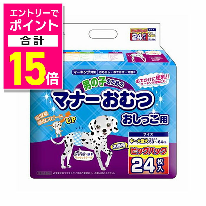 【ポイント合計15倍：10/1(水)10時スタート ※要エントリー】【第一衛材】男の子のマためのナーおむつ ビッグパック 中〜大型犬用 24枚 ★ペット用品 ※お取り寄せ商品