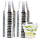 50個 プラスチックカップ プラカップ 270ML 西洋料理 カップ アイスクリームカップ 9oz 透明プラスチックカップ 使い捨てハードカップ プラスチックワインカップ カクテルカップ パーティーカップ(シルバー)