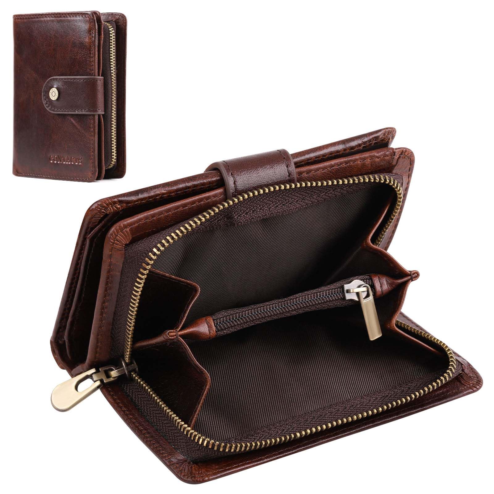 [ゴフエルト] 財布 サイフ メンズ 牛革 二つ折り 本革 小銭入れ カード13枚収納 大容量 日本製ラウンドファスナー ビジネス ギフト (ブラウン)