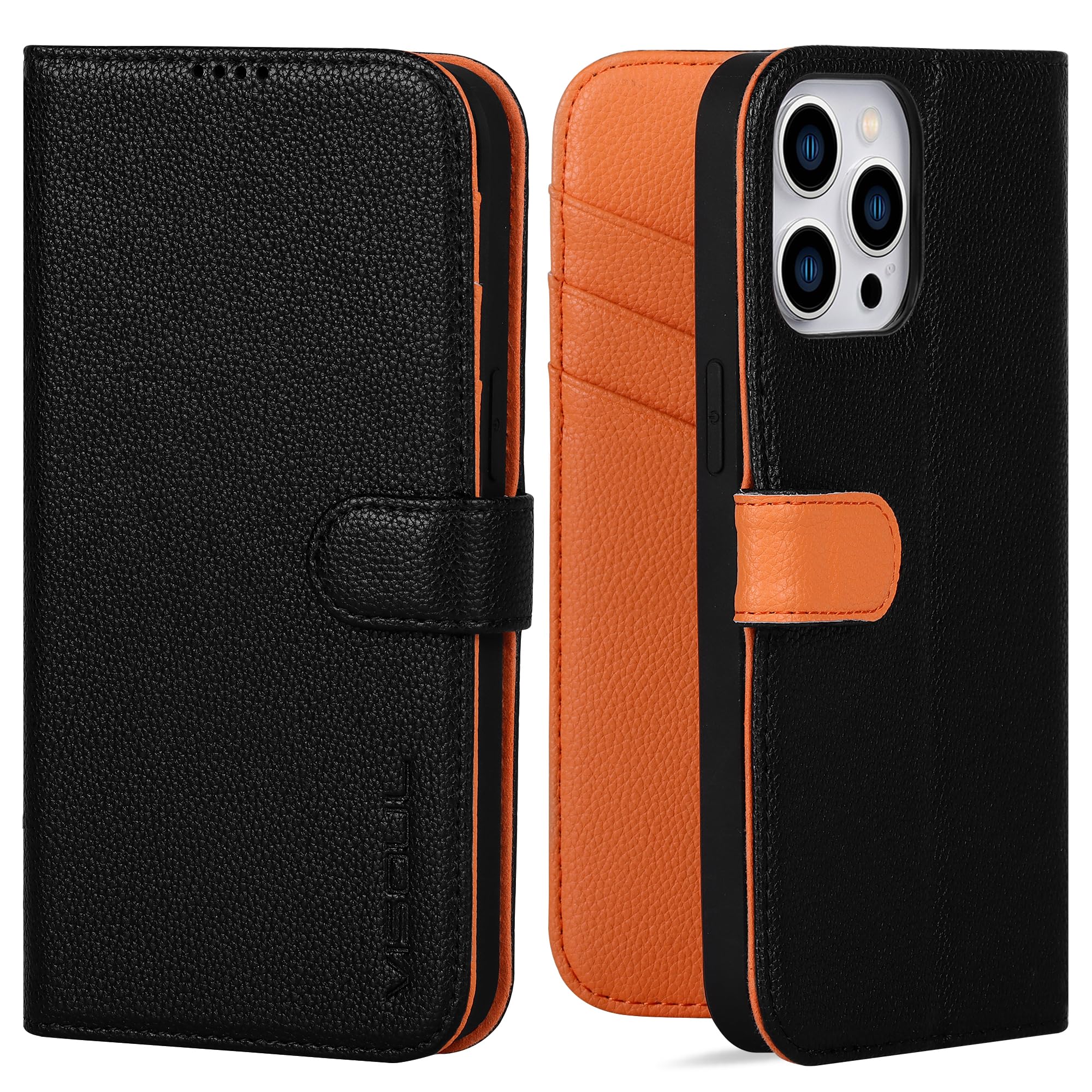 VISOUL iPhone15 Pro ケース 手帳型 本革 アイフォン15 Pro ケース スマホケース レザー 手帳型ケース カード収納 携帯ケース 全面保護 柔軟なTPU素材 マグネット式 スタンド機能付き 対応 6.1インチ アイホン 15 Pro