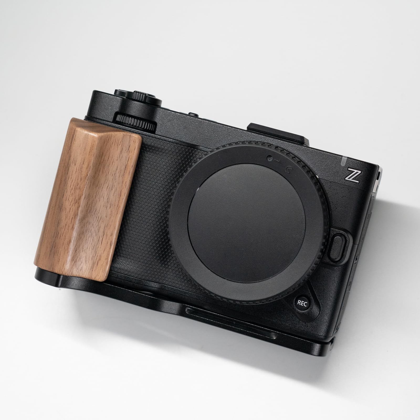 Iborrys 高級レトロ実木 カメラグリップ 、対応 Nikon ニコン ZR カメラ 、 専用 L型クイックリリース プレート 職人手作り プレミアム天然 木製ハンドル (クルミ黒板)