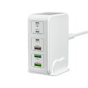 USB 充電器 type-c 合計120W PD 急速充電器 6ポート【PD 3.0、PPS、QC4+対応/単ポート65W/6台同時充電/1.2Mケーブル&スタンド付】USB-C*3&USB-A*3 スマホ充電器 ノートPC充電器 PSE認証済み MacB
