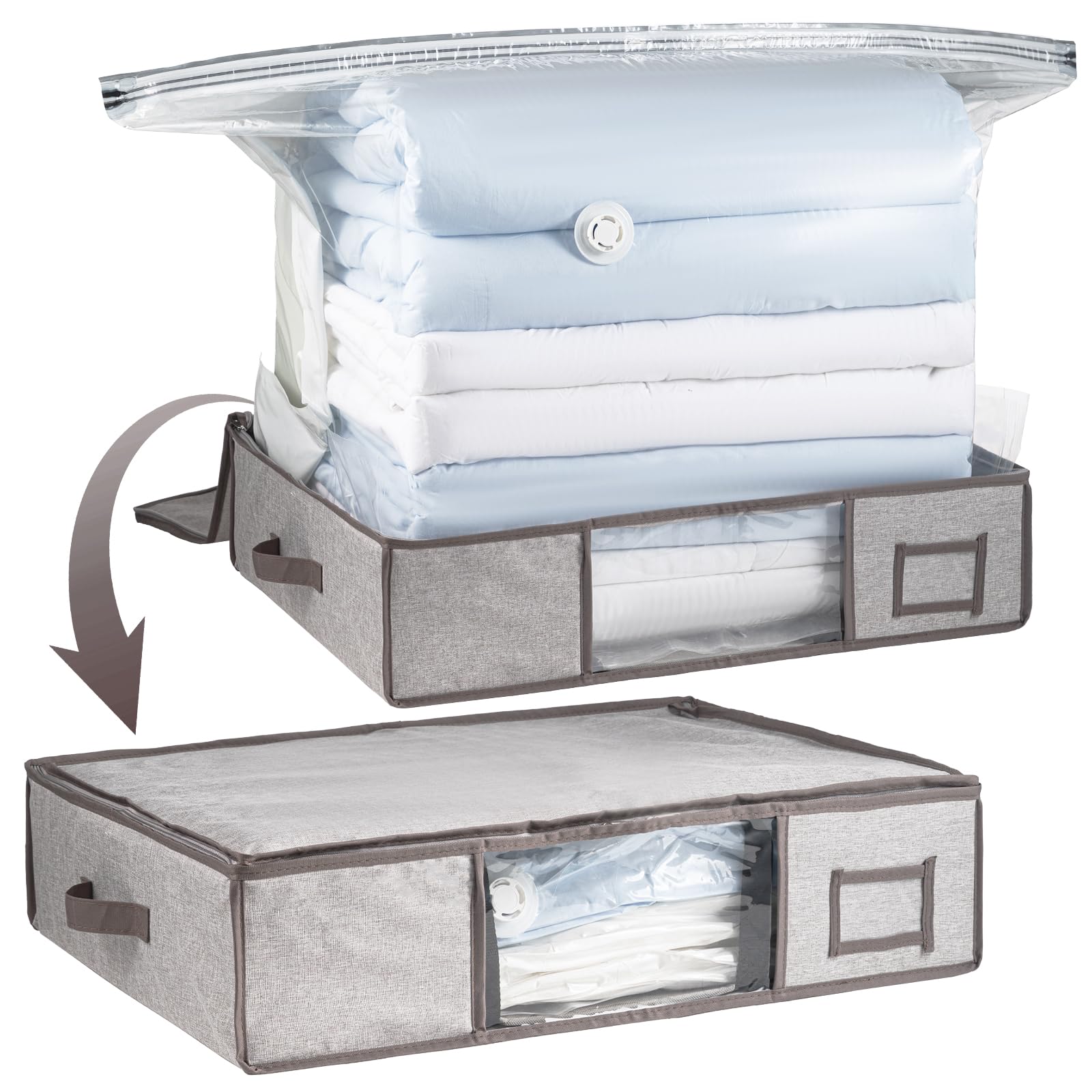 CLEVHOM 圧縮袋 圧縮ボックス 布団収納ケース 衣類圧縮 羽毛布団収納袋 ふとん 折りたたみ式 大きいボ..