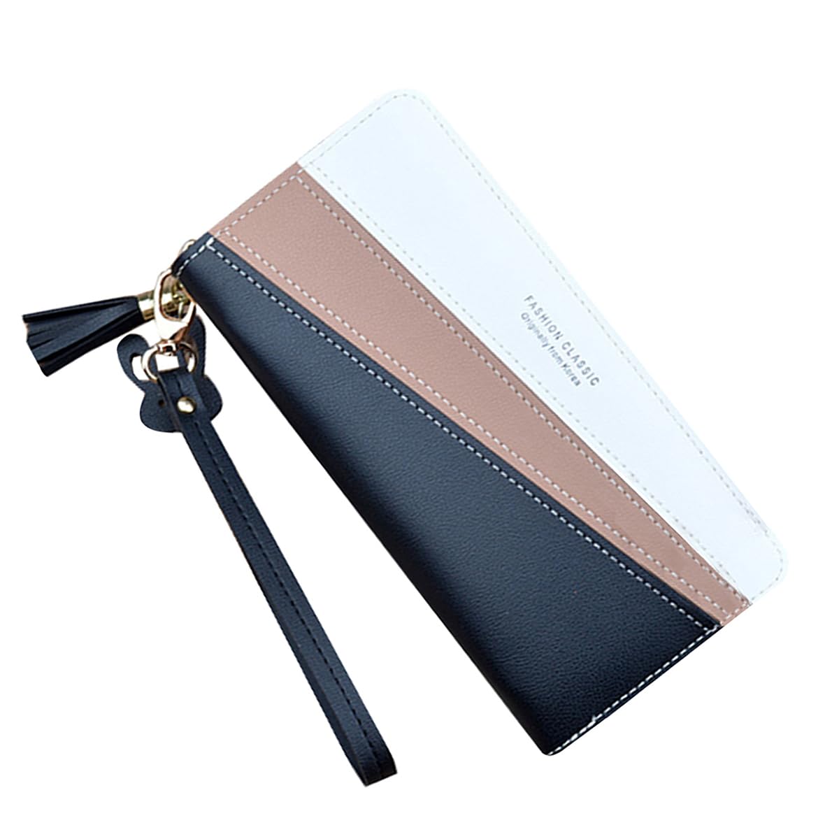 [Haffukiry] 長財布 レディース 財布 使いやすい ラウンドファスナー ロングウォレット 人気 大容量 ストラップ付き 長サイフ カード8枚入れ お札入れ puレザー スマホ入れ おしゃれ（黒）