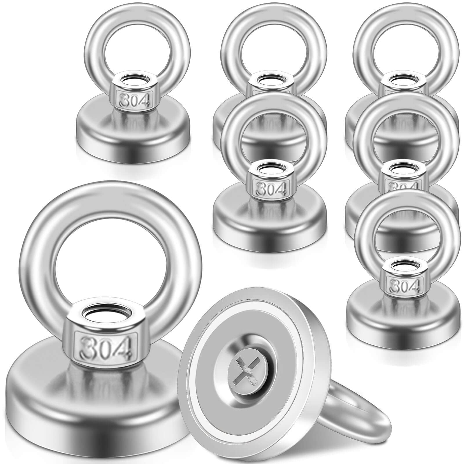 8個 超強力 マグネット フック ネオジム磁石 耐荷重20KG 防水防錆 ・力ネオジム 磁石 フック 戸外/倉庫/キッチン/オフィス/業務/浴室/室外/多用途用 壁掛けフック 直径25mm