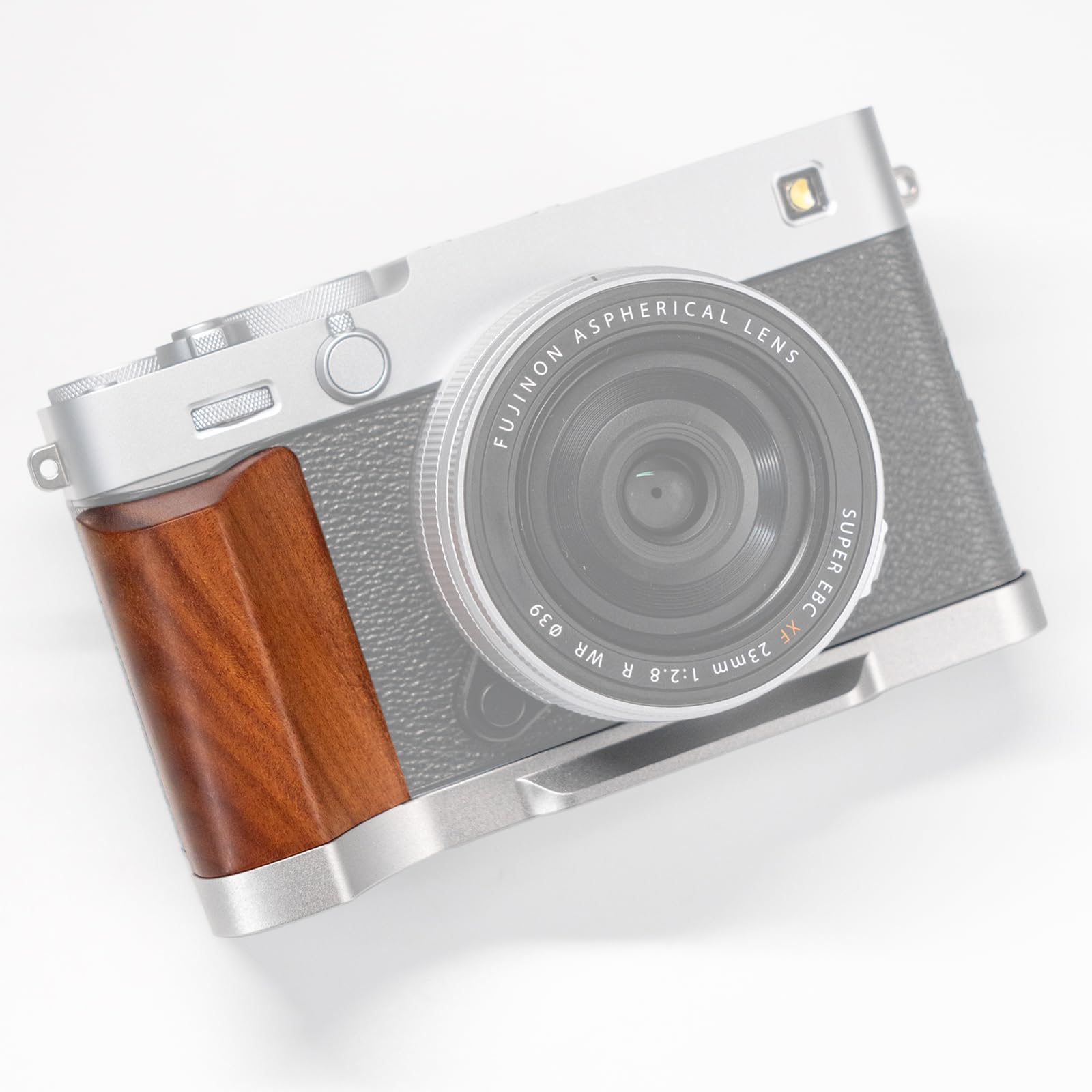 Iborrys 高級レトロ実木 カメラグリップ 、対応 FUJIFILM FUJI 富士 X-E5 XE5 カメラ 、 専用 L型クイックリリース プレート 職人手作り プレミアム天然 木製ハンドル (砂漠鉄木銀板)